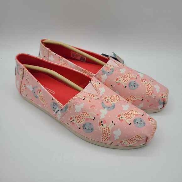 NEW Toms Pink Blossom Over The Moon Cow Print Alpargatas NWT - Picture 3 of 5